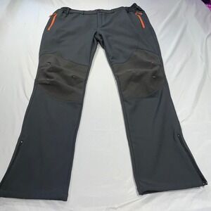 Gash Hao Mens Fleece Lined Hiking Pants Gray Orange Softshell Outdoor 42x34